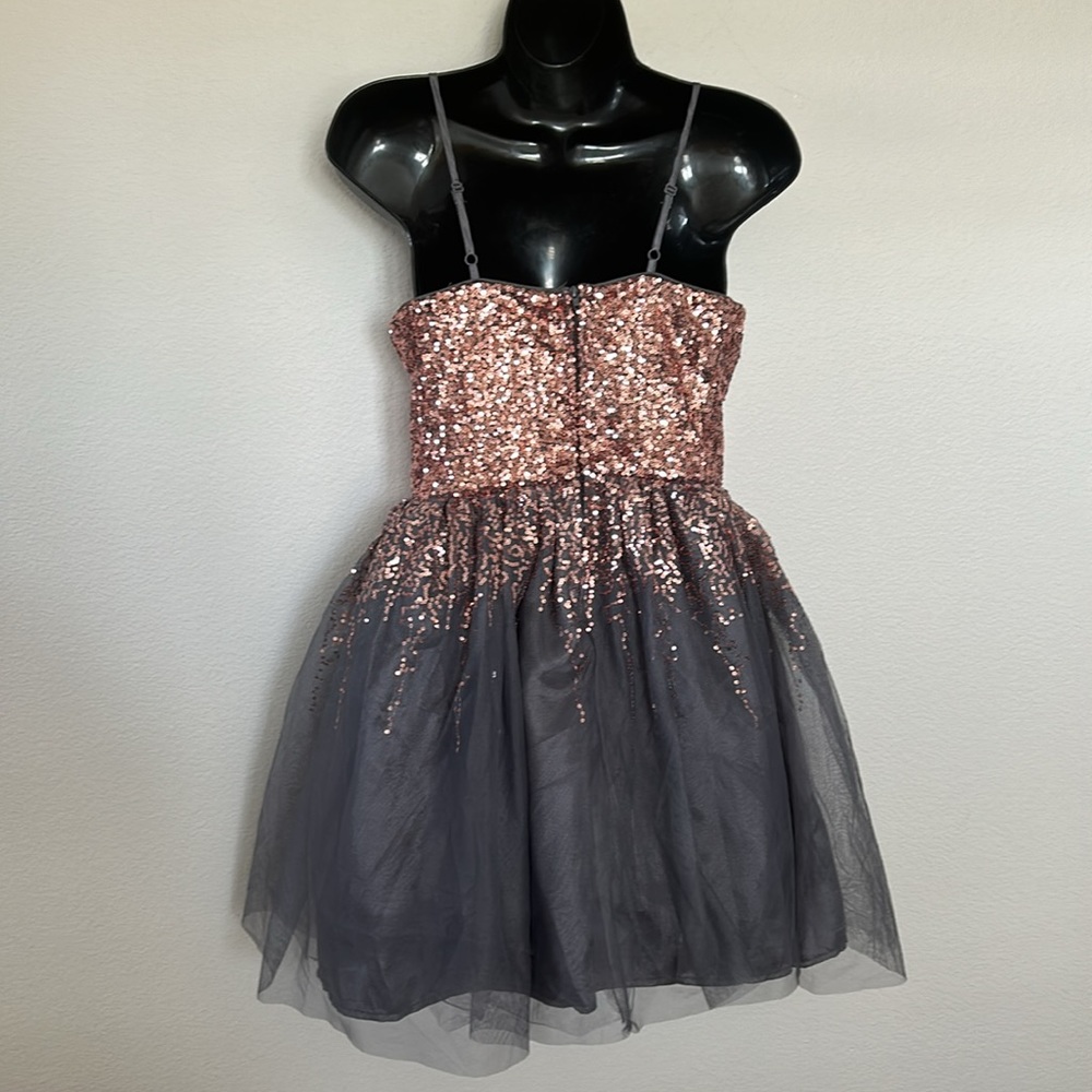 Franki by Francesca’s Rose Gold Sequin Grey Tulle Tutu Mini Dress - Picture 6 of 10